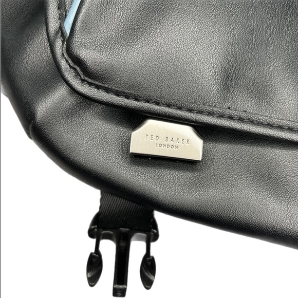 Ted Baker Cobbra Unisex Black Belt Bag Blue Trim - Picture 4 of 15